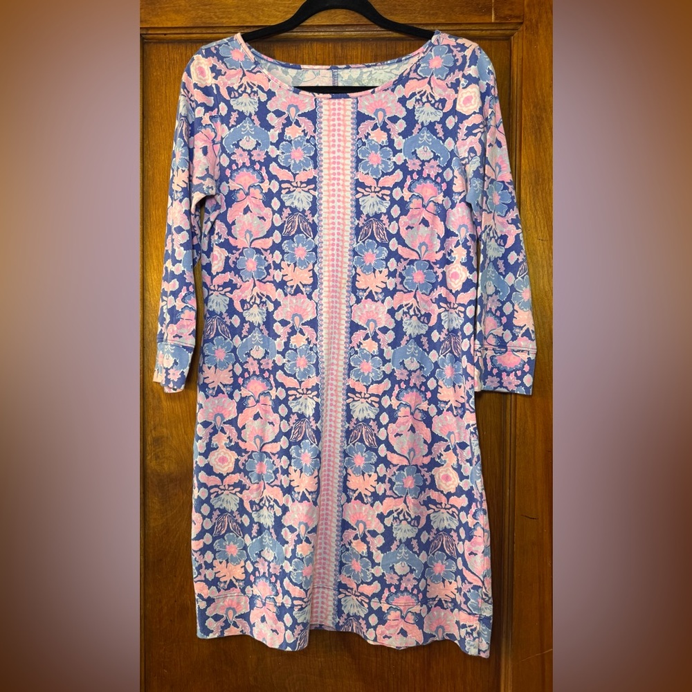 Lilly Pulitzer Marlowe Iris Blue Werk It Shirt Dresses- Medium